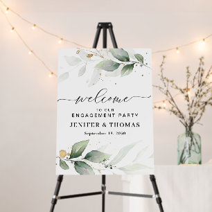Watercolor Greenery Engagement Party foam board