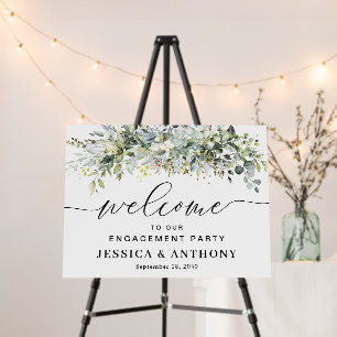 Watercolor Greenery Engagement Party foam board