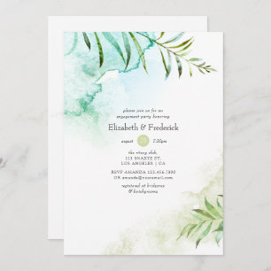 Watercolor Greenery Engagement Party Invitation