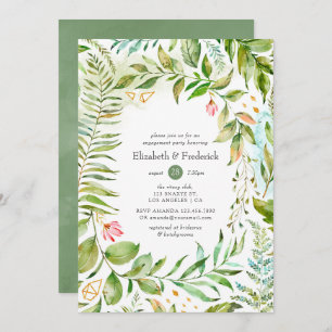Watercolor Greenery Engagement Party Invitation