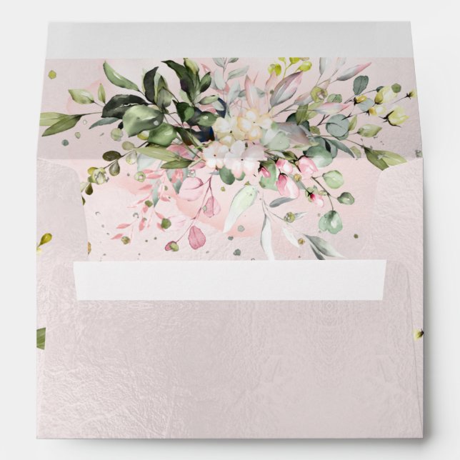 Watercolor Greenery Eucalyptus, Blush Pink Envelope (Back (Bottom))