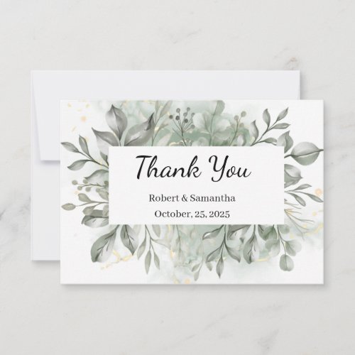 Watercolor Greenery Eucalyptus Botanical Wedding Thank You Card