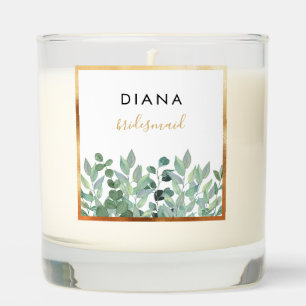 Watercolor Greenery Eucalyptus Branches Bridesmaid Scented Candle