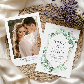 Watercolor Greenery Eucalyptus Elegant Photo Save The Date