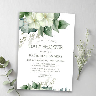 Watercolor greenery eucalyptus floral baby shower invitation