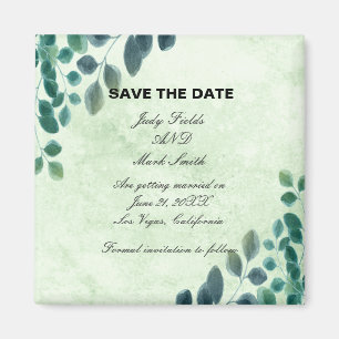 Watercolor Greenery Eucalyptus Leave Save The Date Magnet