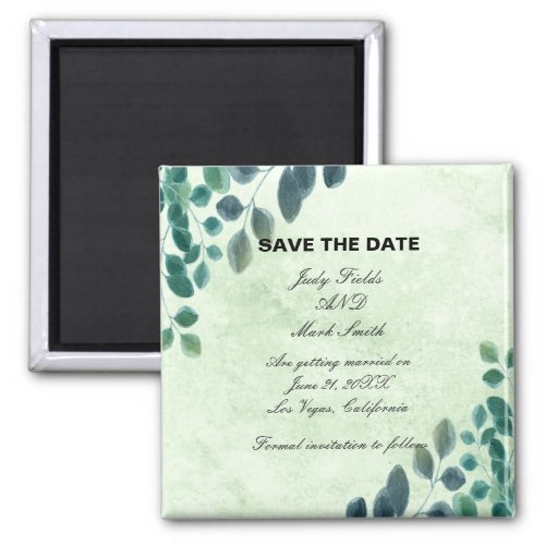 Watercolor Greenery Eucalyptus Leave Save The Date Magnet