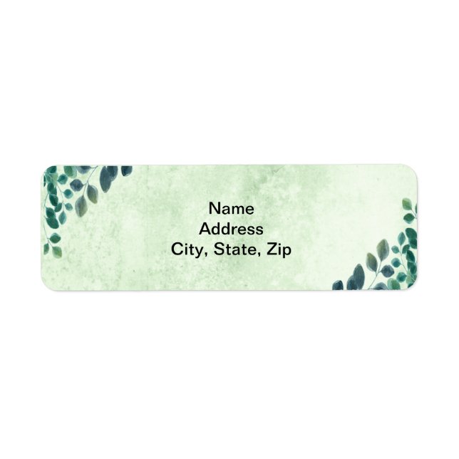 Watercolor Greenery Eucalyptus Leaves Address Label (Front)