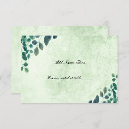 Watercolor Greenery Eucalyptus Leaves Place Card