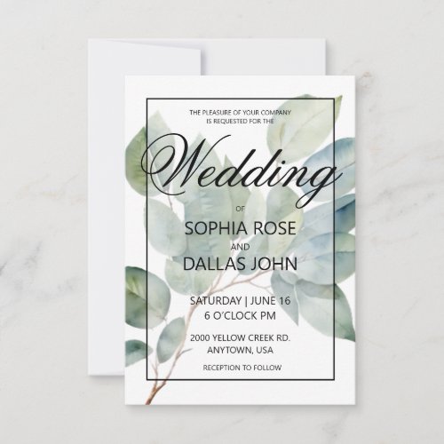 Watercolor greenery eucalyptus Wedding Invitation