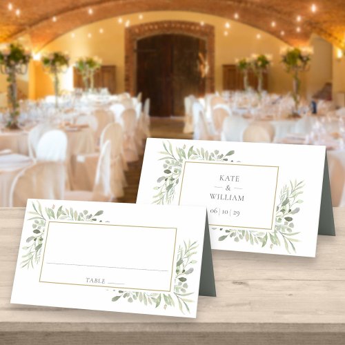 Watercolor Greenery Eucalyptus Wedding Place Card