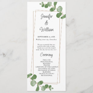 Watercolor Greenery Eucalyptus Wedding Program