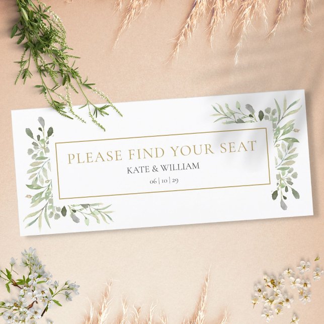 Watercolor Greenery Find Your Seat Card (Creator Uploaded)