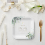 watercolor greenery | First Communion Paper Plates<br><div class="desc">First Communion paper plates</div>