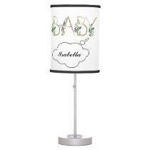 Watercolor Greenery Floral Baby Slogan Nursery  Table Lamp
