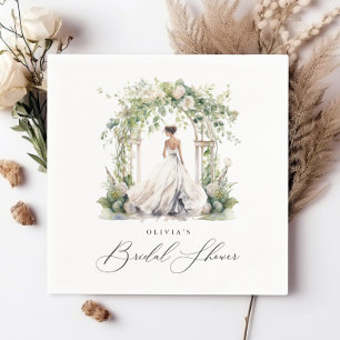 Watercolor Greenery Floral Bridal Shower Napkins