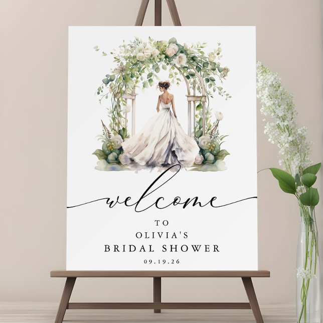 Watercolor Greenery Floral Bridal Shower Welcome Foam Board (Creator Uploaded)
