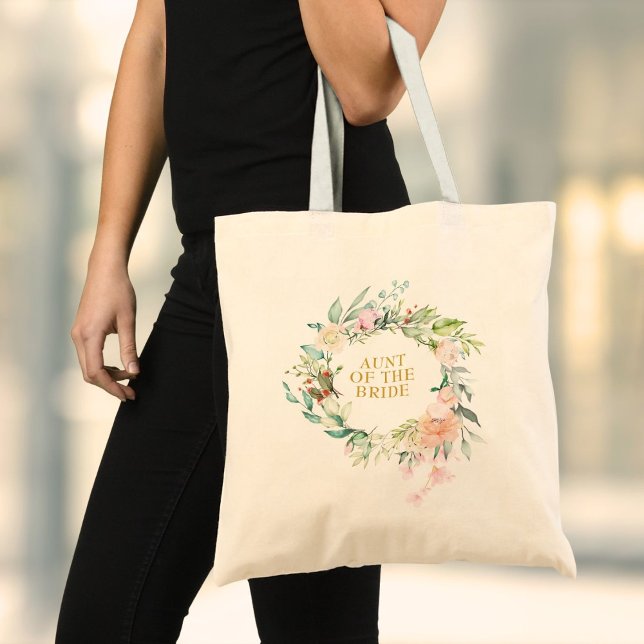 Watercolor Greenery Floral Bridesmaid Favor Tote Bag (Watercolor Greenery Floral Bridesmaid Favor Tote Bag)