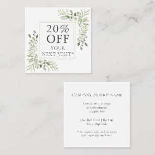 Watercolor Greenery Floral Discount Card