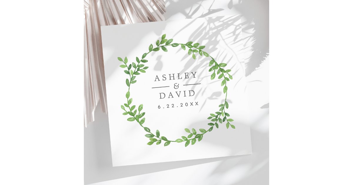 Watercolor Greenery Floral Eucalyptus Wedding Napkins | Zazzle