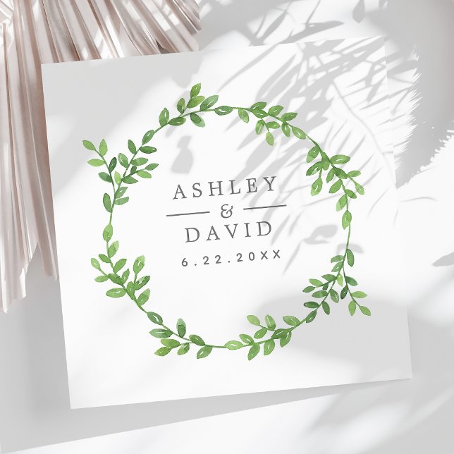 Watercolor Greenery Floral Eucalyptus Wedding Napkins (Creator Uploaded)