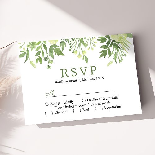 Watercolor Greenery Floral Garden Wedding Rsvp