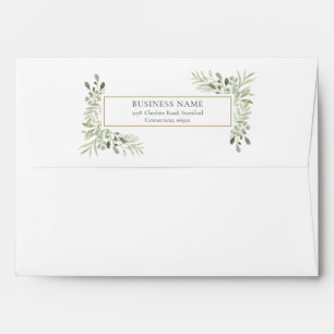 Watercolor Greenery Floral Return Address Envelope