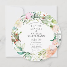 Watercolor Greenery Floral Wedding Invitation