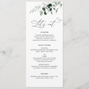 watercolor greenery floral wedding menu