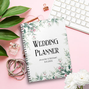 watercolor greenery floral wedding planner  notebook