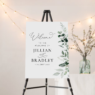 watercolor greenery floral wedding welcome sign