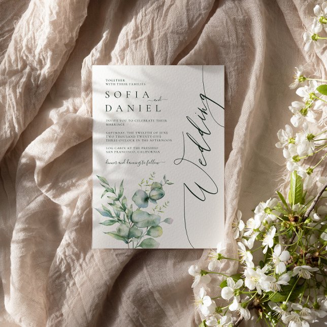 Watercolor Greenery Floral Winter Wedding Party Invitation (Creator Uploaded)