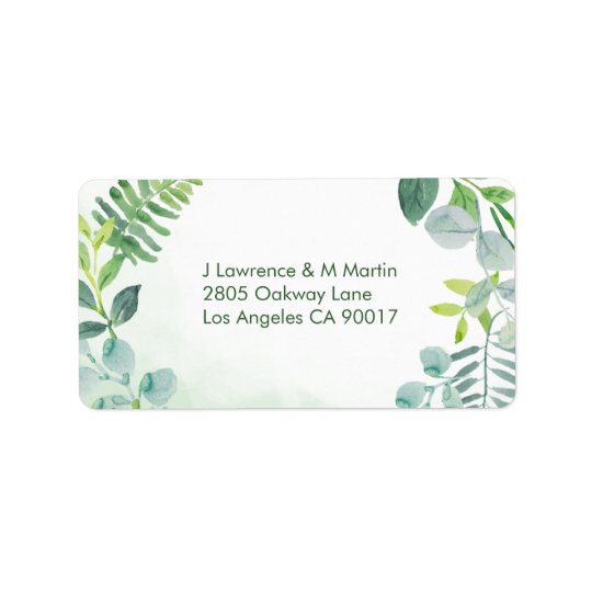 Watercolor Greenery Foliage Address Labels | Zazzle.com