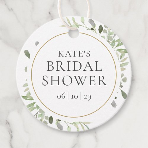 Watercolor Greenery Foliage Bridal Shower Favor Tags