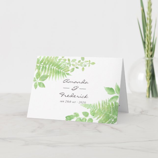 Watercolor Greenery Foliage Wedding Program (Front)