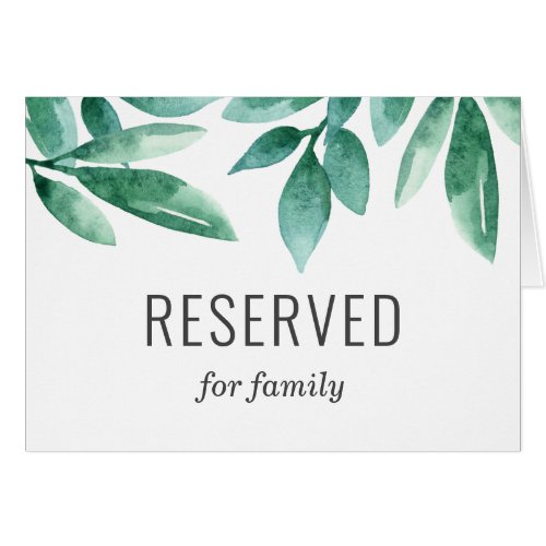 Watercolor greenery foliage wedding reserved sign