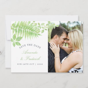 Watercolor Greenery Foliage Wedding Save the Date