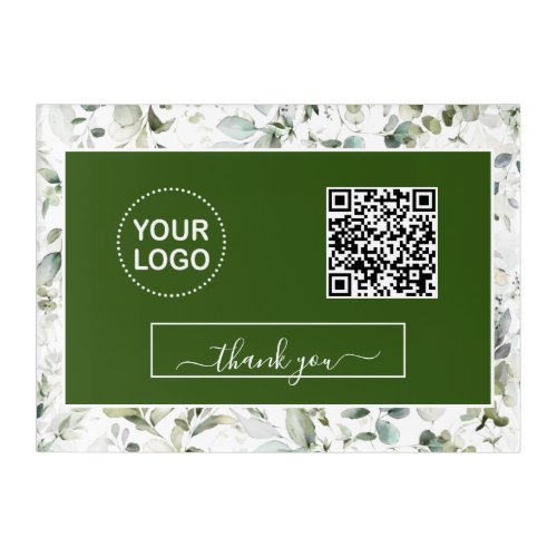 Watercolor Greenery Forest Green QR Code Logo   Acrylic Print