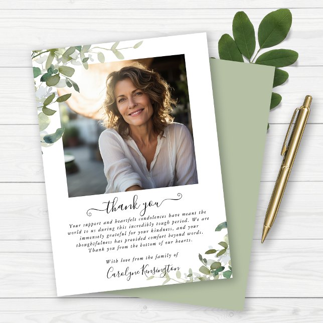 Watercolor Greenery Funeral Thank You Card (Watercolor Greenery Funeral Thank You Card)