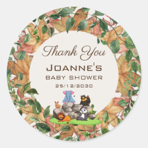 Watercolor Greenery Gender Neutral Baby Shower Classic Round Sticker