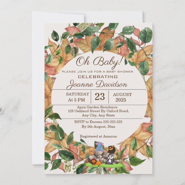 Watercolor Greenery Gender Neutral Baby Shower Invitation (Front)