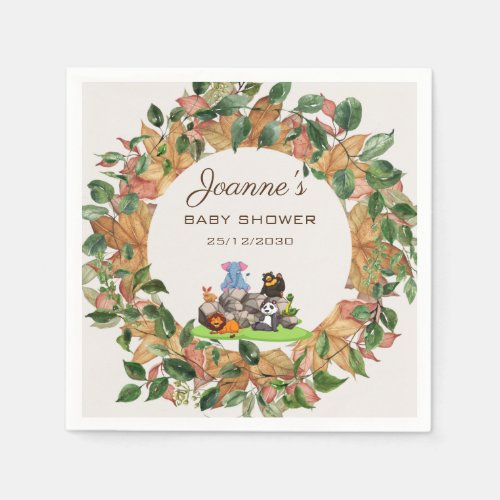 Watercolor Greenery Gender Neutral Baby Shower Napkins