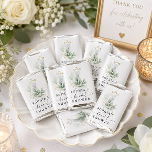 Watercolor Greenery Gold Bridal Shower Chocolates Hershey's Miniatures