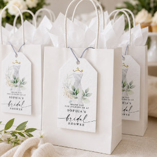 Watercolor Greenery Gold Bridal Shower Favor Gift Tags