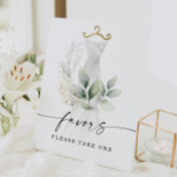 Watercolor Greenery Gold Bridal Shower Favors Sign