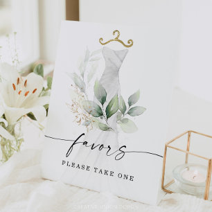 Watercolor Greenery Gold Bridal Shower Favors Sign