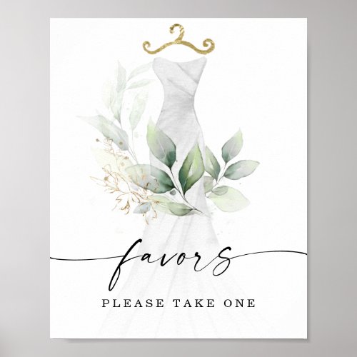 Watercolor Greenery Gold Bridal Shower Favors Sign