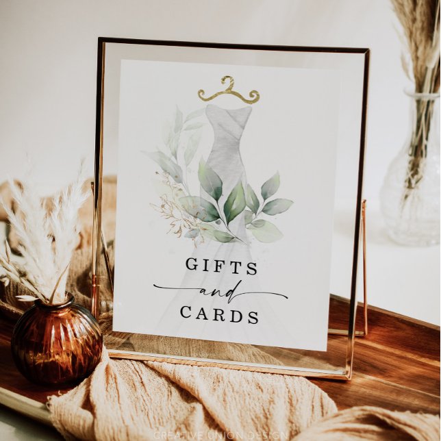 Watercolor Greenery Gold Bridal Shower Gifts Sign (Creator Uploaded)