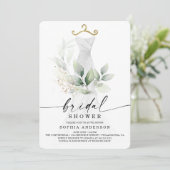 Watercolor Greenery Gold Bridal Shower Invitation (Standing Front)