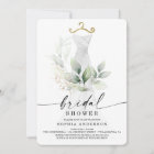 Watercolor Greenery Gold Bridal Shower Invitation